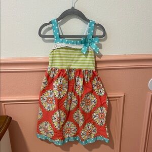 Bonnie Jean Green and Pink Kids Dress with Bow